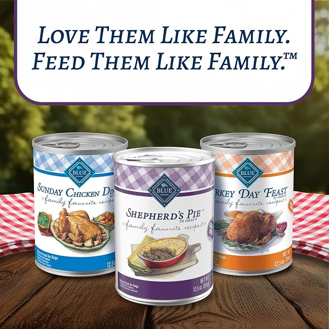 Blue Buffalo Family Favorites Beef Adult Wet Dog Food, 12.5 oz, 12 ct | Shepherd's Pie Recipe, Real Beef First, in Gravy, Feed as Treat, Topper, or Meal, No Corn, Wheat, or Soy