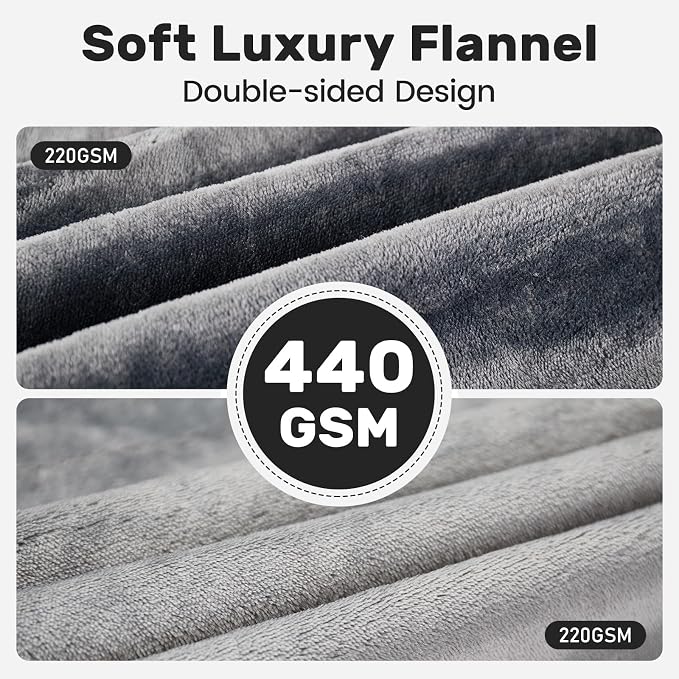 Waterproof Blanket for Queen Bed, Couch, and Sofa, 80"x90", Grey | Reversible Soft Flannel Throw, Furniture Protector, Spill-Proof, for Family, Dog, Cat, Camping, Travel, Noise Free