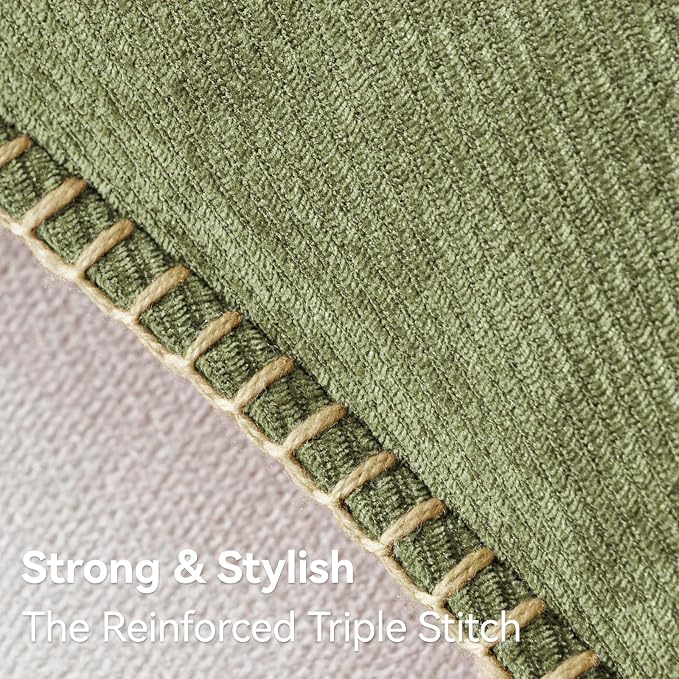 a moment Pack of 2 Decorative Chenille Throw Pillow Covers with Twill Cushion Covers for Sofa Living Room Couch Bed 20x20 Inch,Crafted Border Moss Green