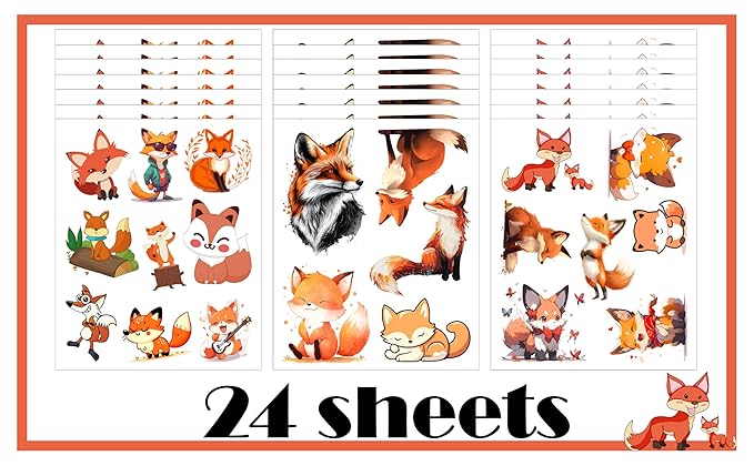 168PCS Fox Tattoos Temporary Stickers Cute Animal Halloween Safari Jungle Birthday Party Supplies Decoration Favors Goodie Bag Stuffers Tattoo