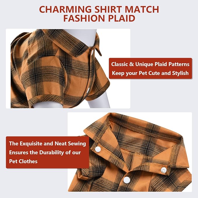 Koneseve Dog Shirt Plaid Dog Clothes for Medium Large Dogs Boy Girl Soft Pet T-Shirts Breathable Outfit Adorable Costume Grid Clothing Birthday Thanksgiving Christmas Sweater Apparel (Yellow; 7XL)