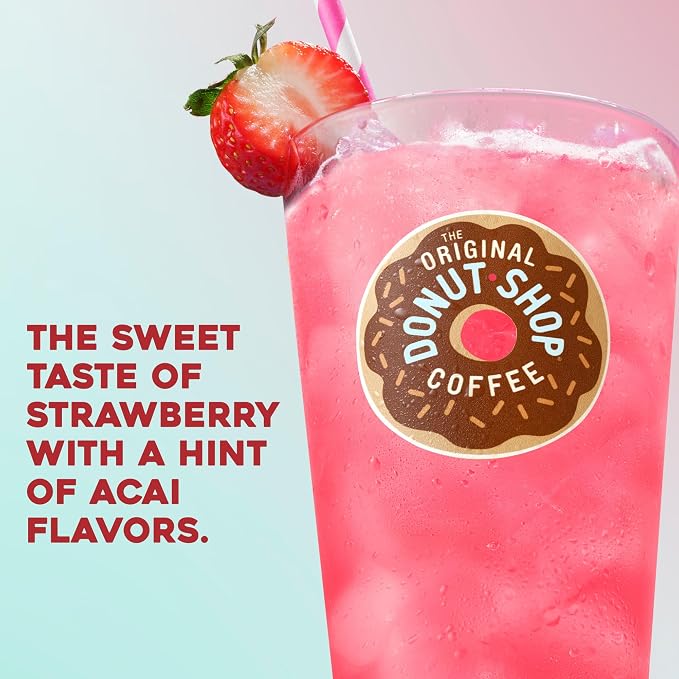 The Original Donut Shop Iced Refreshers, Strawberry Açaí Flavor, Keurig Single Serve K-Cup Pods, 60 Count (6 Packs of 10)