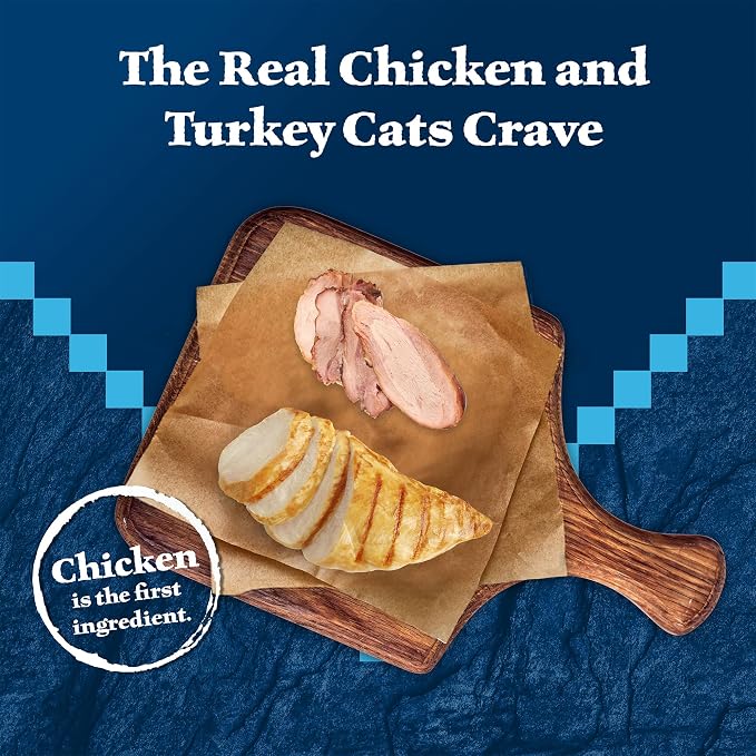 Blue Buffalo Wilderness Wild Delights Meaty Morsels Wet Cat Food,High-Protein & Grain-Free,Made with Natural Ingredients,Chicken & Turkey Recipe in Tasty Gravy,3-oz. Cans,(Pack of 48)