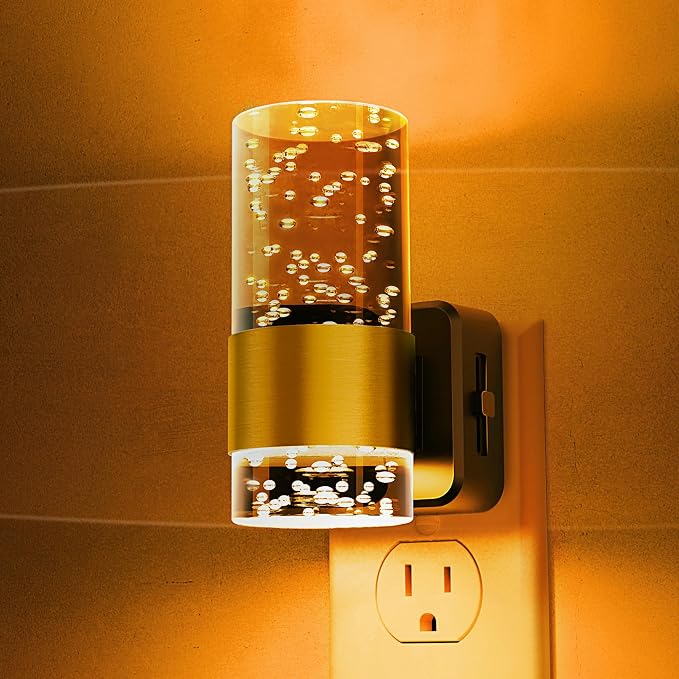 L LOHAS LED Night Light, Modern Night Lights Plug into Wall | Dimmable Amber Night Light with Auto Light Sensor, Wall Sconce-style Design Nightlight for Bathroom, Bedroom, Hallway