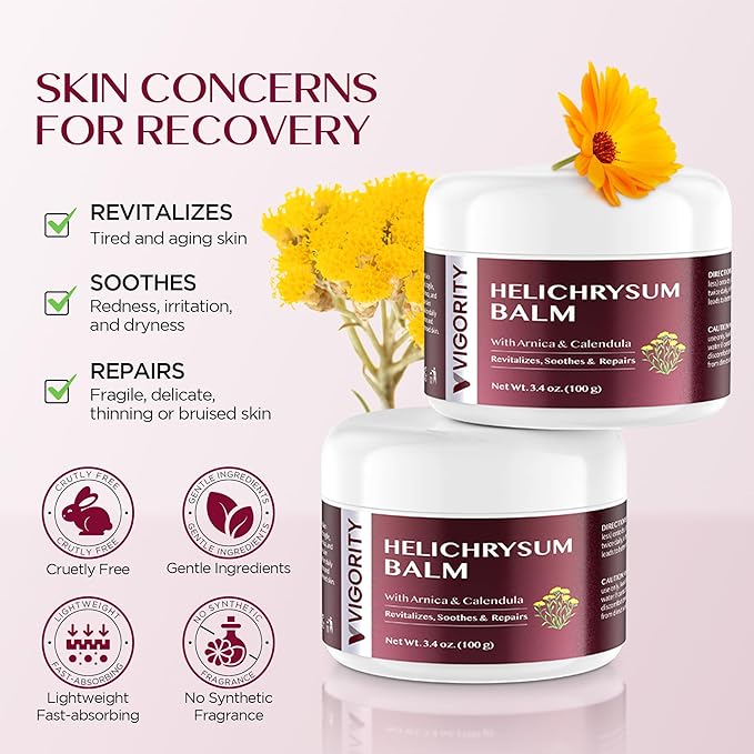 Vigority Helichrysum Balm: Restorative Cream with Arnica & Calendula - Moisturizes & Revitalizes Face & Body (2-Pack(6.8 oz - Original))