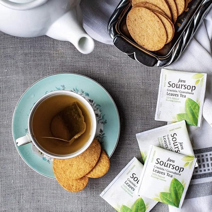 Soursop Tea (75 Tea Bags, Box of 3 x 25 each) by Jans | 100% All Natural Graviola/Guanabana Leaves Cholesterol-Free, Sugar-Free, Sodium-Free | Best Served Warm | Gental Herbal Aroma