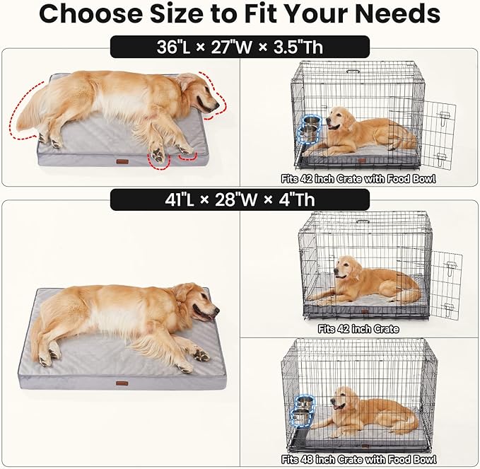 OhGeni Orthopedic Waterproof Large Dog Bed, Memory Foam, 41 inch(Pink) | Machine-Washable Removable Cover in Easy-Clean Fabric, Reversible Memory Foam & Easy-Carry Handle, Suitable for Crate
