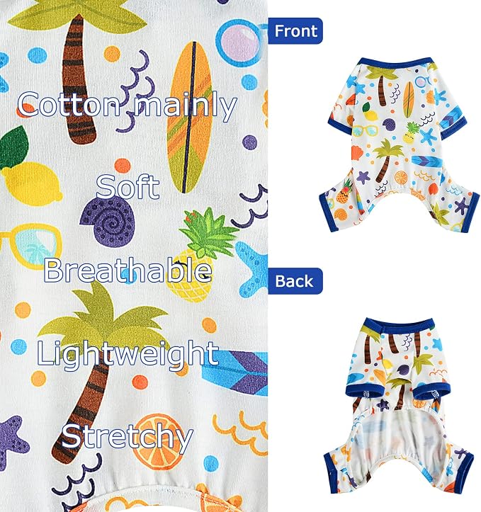 Dog Pajamas for Small Dogs Boy Girl, Dog Clothes Tiny Chihuahua Yorkie Spring Summer Shirt, Cute Puppy Outfit Pjs Jumpsuit Cat Onesie Apparel Pet Clothes