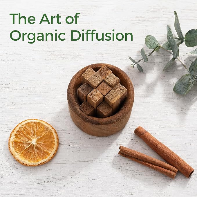 Wood Diffuser for Essential Oils, Round Aromatherapy Diffuser Sapele Wood for Home Office Bedroom Decoration Car Fragrant