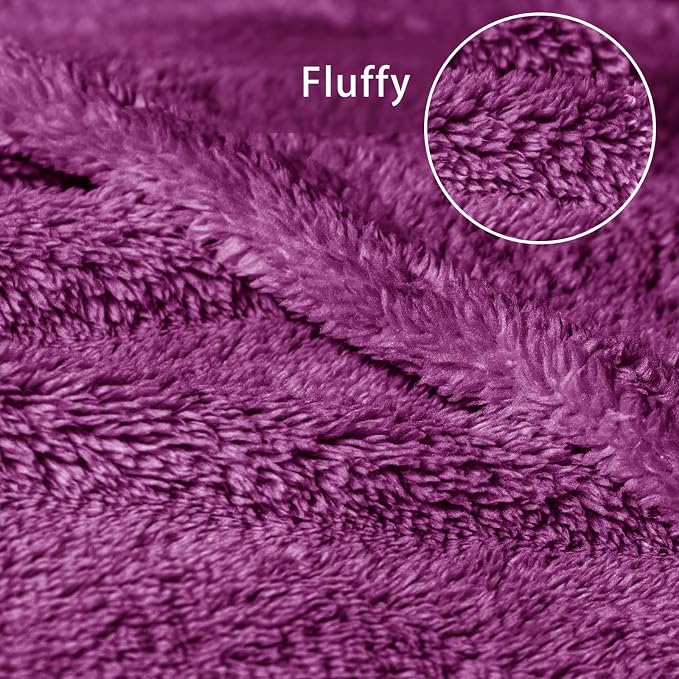 Exclusivo Mezcla Soft Plush Fleece Twin Size Blankets for Bed Living Room | Lightweight Fuzzy Fluffy Large Blanket for All Seasons, Cozy Velvet for Women Men, Machine Washable, 60"x80", Purple