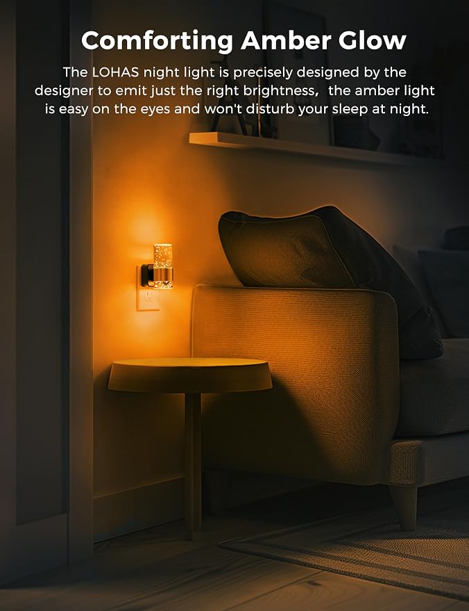L LOHAS LED Night Light, Modern Night Lights Plug into Wall | 2 Pack Dimmable Amber Night Light with Auto Light Sensor, Wall Sconce-style Design Nightlight for Bathroom, Bedroom, Hallway