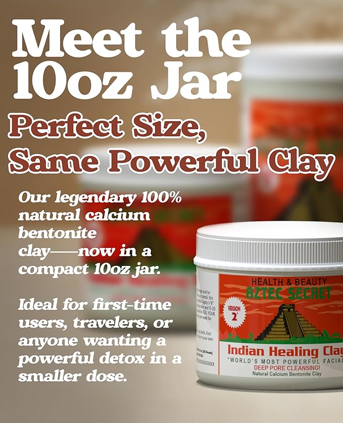 Aztec Secret - Indian Healing Clay 10oz Jar - Deep Pore Cleansing Facial & Body Mask – The Original 100% Natural Calcium Bentonite Clay