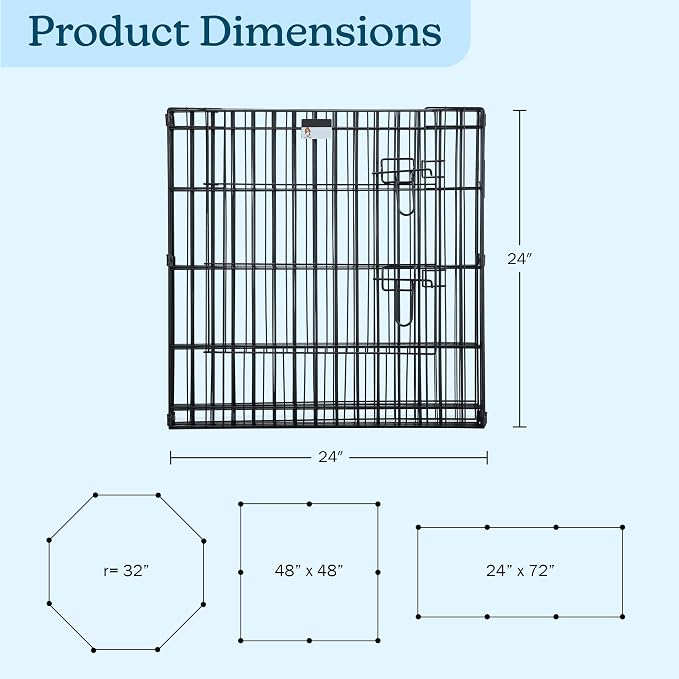 Pet Trex 24" Exercise Playpen for Dogs Eight 24" x 24" High Panels with Gate