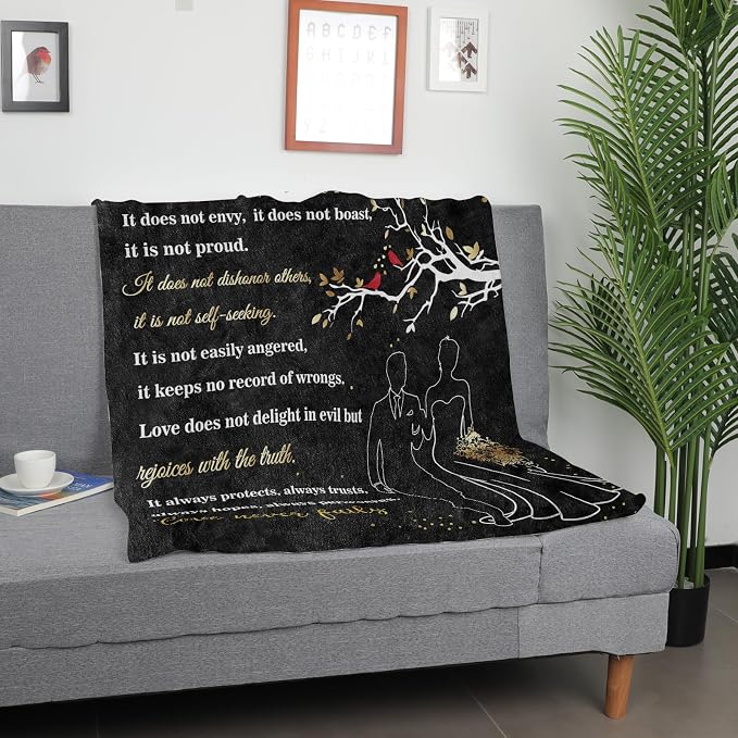 Wedding Gifts for Couples, Bridal Shower Gifts for Bride to Be Soft Blanket | Anniversary Mr and Mrs Gifts, Wedding Gifts for Newlyweds Wedding Throw Blanket 60*80 Inch (Black)