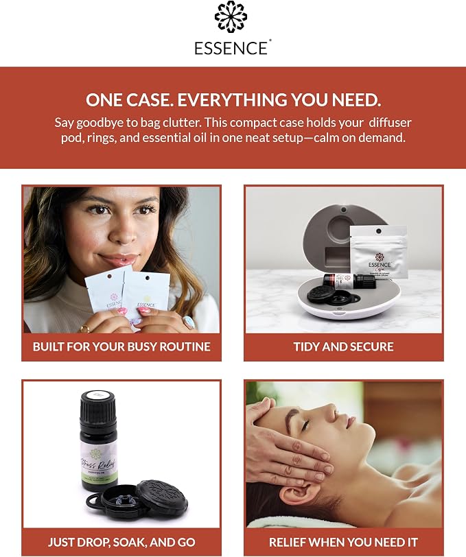 Essence Pearl Travel Case | Frankincense Essential Oil | Aromatherapy Nasal Diffuser & Essential Oil Carrying Case | Grounding Frankincense Scent | Travel-Friendly Kit | Black Pod