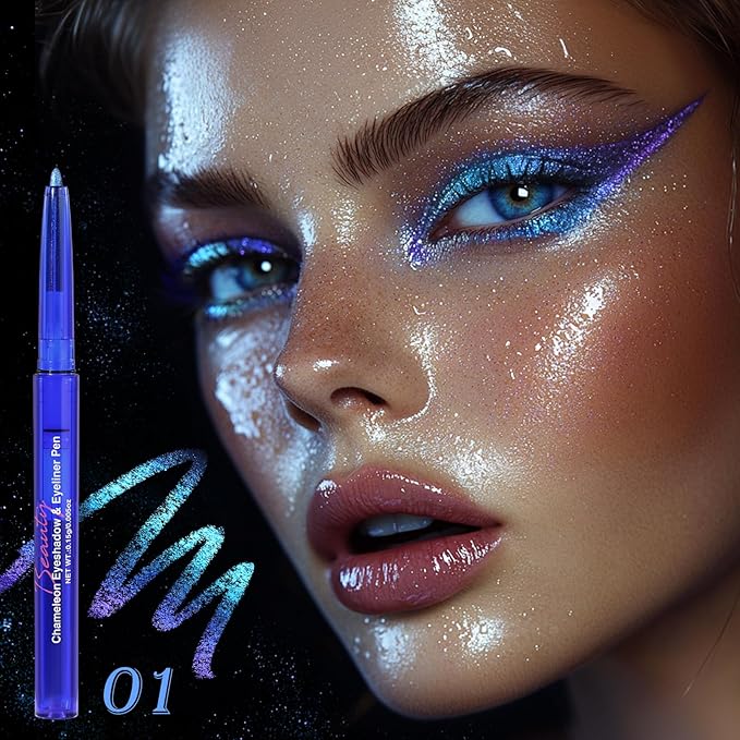 UCANBE 2PCS Chameleon Eyeshadow & Eyeliner Gel Pencil Set - Multichrome Shifting Colors Metallic Glitter Eye Makeup,Waterproof Long-Lasting Smudge-Proof Multi-Dimensional Color