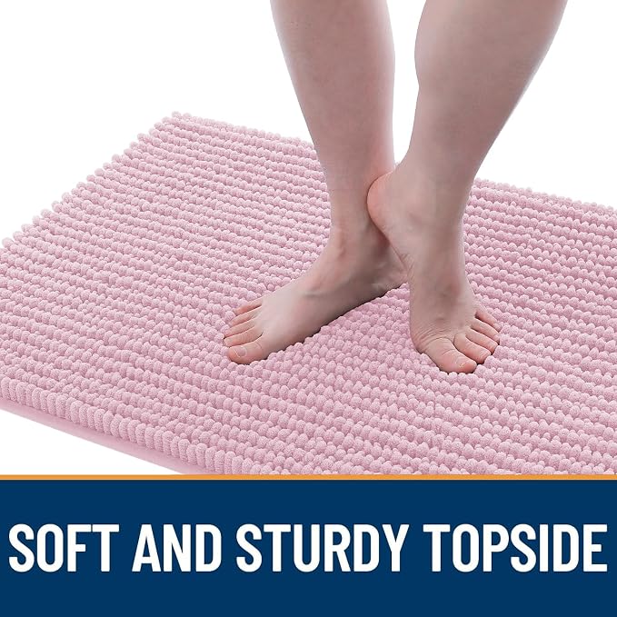 OLANLY Dog Door Mat for Muddy Paws 44x32, Extra Absorbent Chenille Mud Mat | Dusty Rose, Absorbs Moisture and Dirt, Non-Slip Machine Washable Doormat, Quick-Drying Indoor Entryway Floor Mat for Dogs