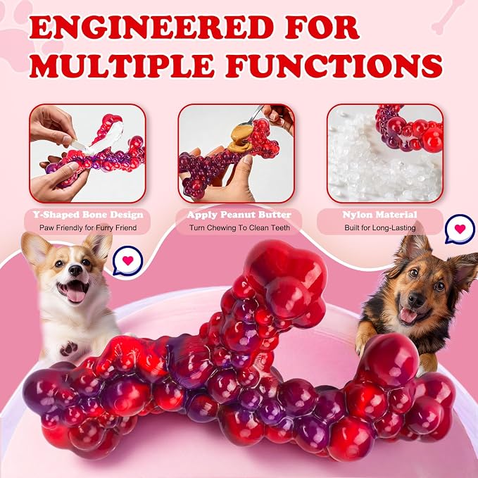 3Pack Bone Indestructible Dog Chew Nylon Toys for Aggressive Chewers