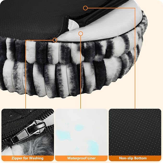 Dwanton Orthopedic Waterproof Medium Dog Bed Sofa, Gel Memory Foam, 36" | Egg-Crate Foam Dog Sofa, Washable Pet Bed with Four Sided Bolster Cushion, Removable Cover & Non-Slip Bottom, Tie-dye Grey