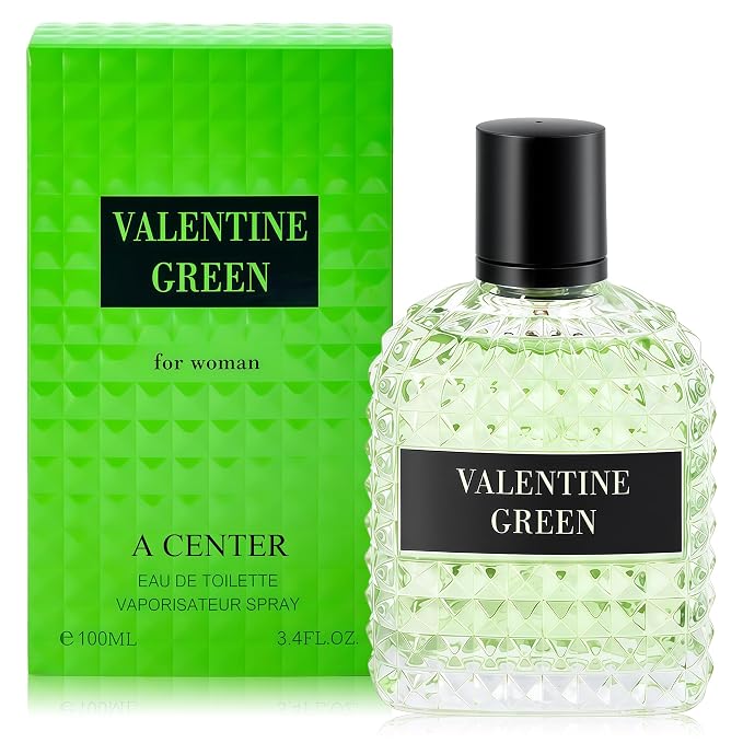 A CENTER Valentine Green Eau de Parfum for Women 3.4 Fl Oz | Long Lasting Fresh Floral Fragrance | Elegant Green Glass Spray Bottle | Cologne Gift Daily Use