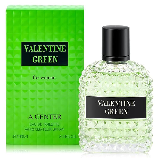 A CENTER Valentine Green Eau de Parfum for Women 3.4 Fl Oz | Long Lasting Fresh Floral Fragrance | Elegant Green Glass Spray Bottle | Cologne Gift Daily Use