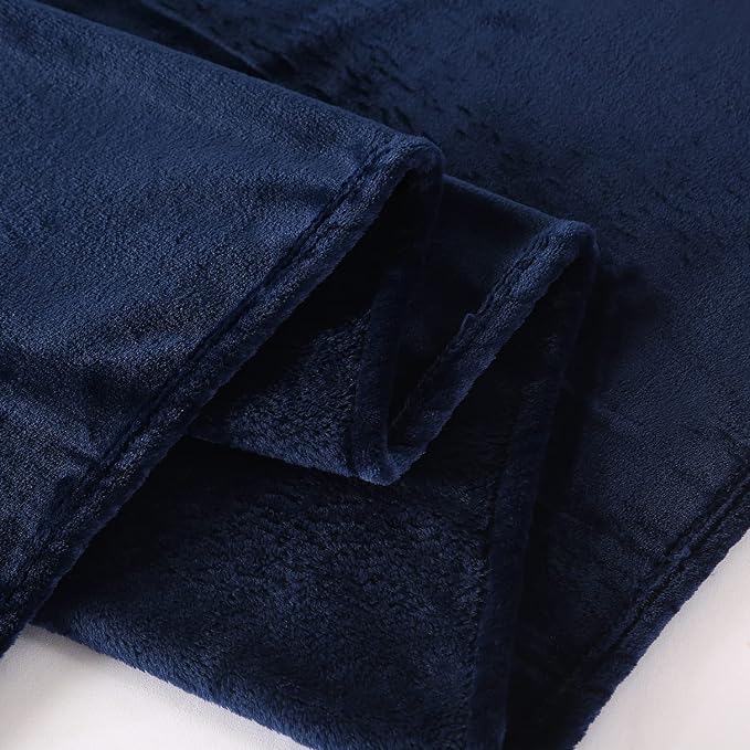 TASTHROW Large Flannel Fleece Throw Blanket, 50×70 Inch - Navy | Cozy Lightweight Thick Blanket - All Seasons Suitable for Women, Men and Kids