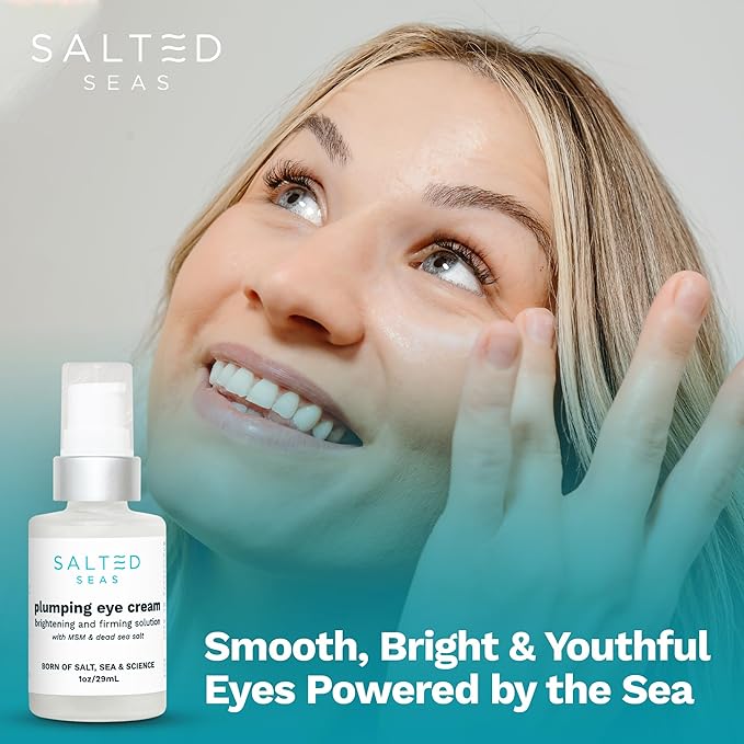 Plumping Eye Cream – Made in USA - Hydrating, Firming, Brightening Under Eye Treatment for Dark Circles, Puffiness & Fine Lines – Anti-Aging Skincare with Ocean Minerals & Hyaluronic Acid