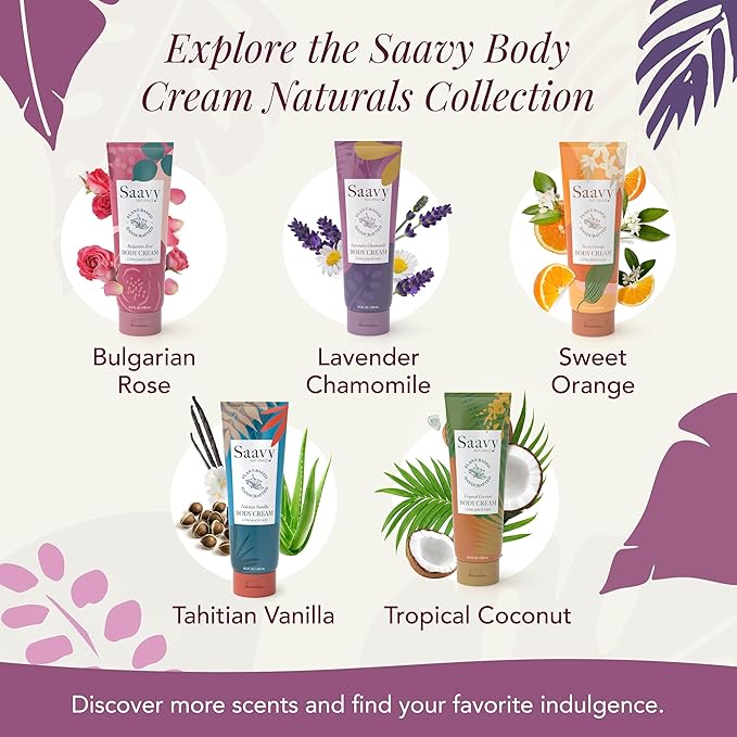 Saavy Naturals Deeply Hydrating Body Cream for Dry Skin – Nourishing Shea Butter, Plant-Based & Sustainably Sourced – Lavender Chamomile – 8.5 fl oz, 1 pack