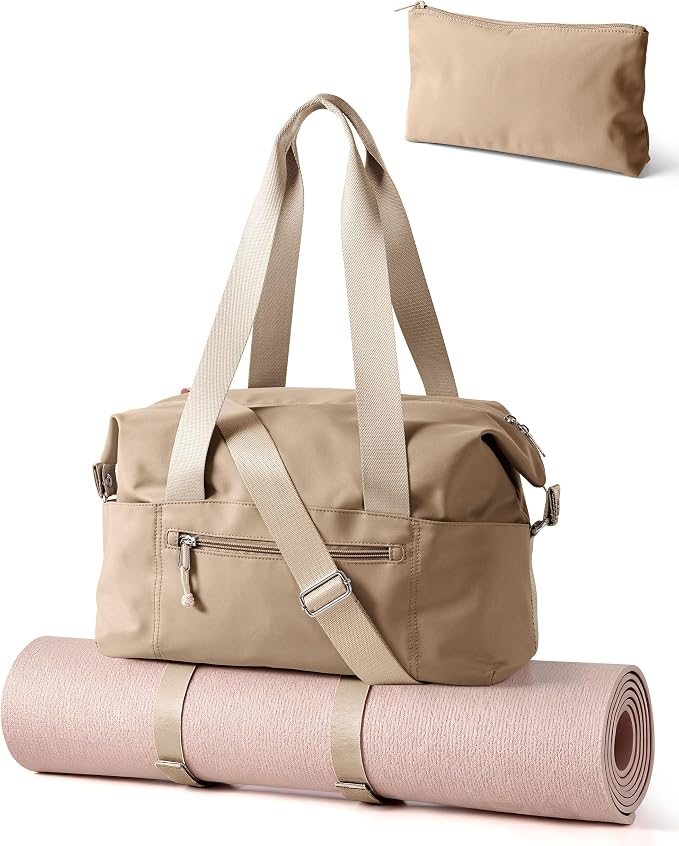 Smasrob Small Gym Bag with Yoga Mat Holder, Wet Pocket and a Separate Pouch, Small Gym Duffle Bag for Women with Detachable Crossbody Shoulder Strap