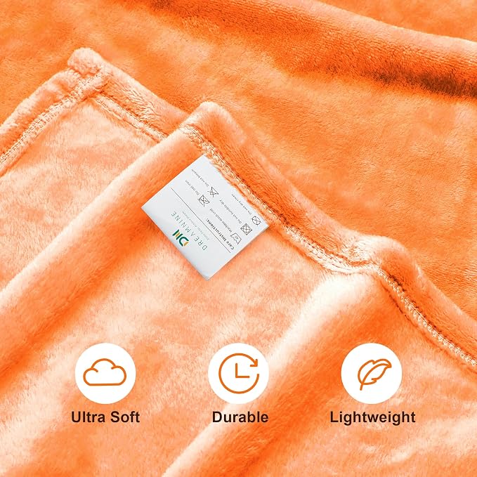 DREAMNINE Super Large Soft Fall Fluffy Fleece Bed Blanket King Size 90" x 108", Luxury Decorative Fuzzy Halloween Blanket for Bedroom,Big Cozy Shaggy Warm Flannel Blankets for Winter Autumn Pet,Orange