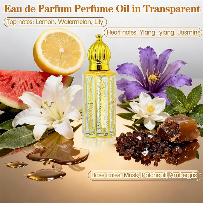 Arabic Perfume Oil for Women, Long Lasting Arabian Perfume Oil Roll On Rose, Sandalwood, Musk, 0.4 fl. oz