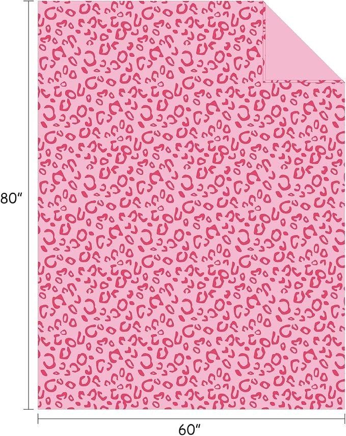 Flannel Fleece Leopard Print Throw Blanket Super Soft Lightweight Fluffy Twin Blankets for Couch, 60"X80",Hot Pink