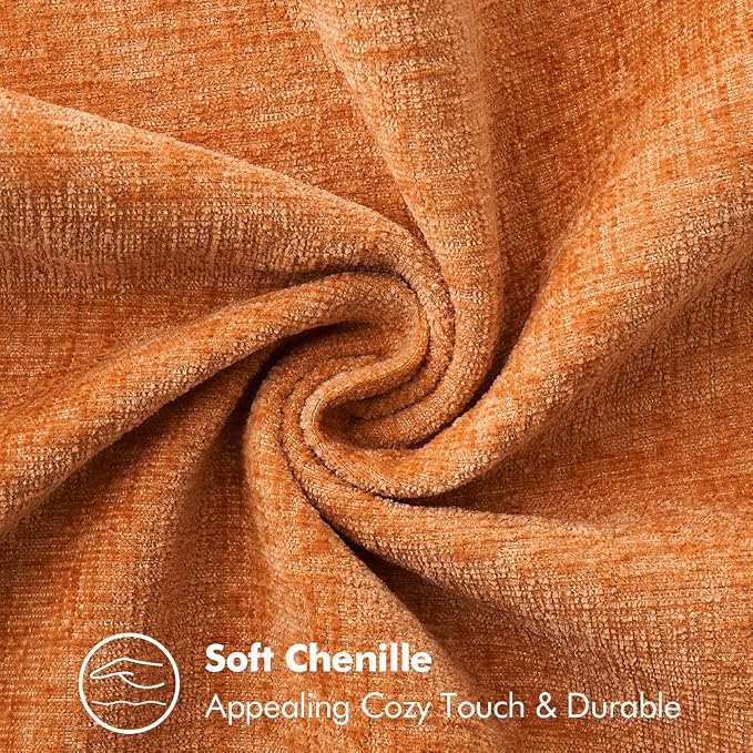 MIULEE Fall Decorative Couch Throw Pillow Covers 18x18 Inch Orange 2 Pack | Farmhouse Pillow Covers with Stitched Edge, Soft Chenille Cushion Cases, for Sofa Bed Living Room Home Decor