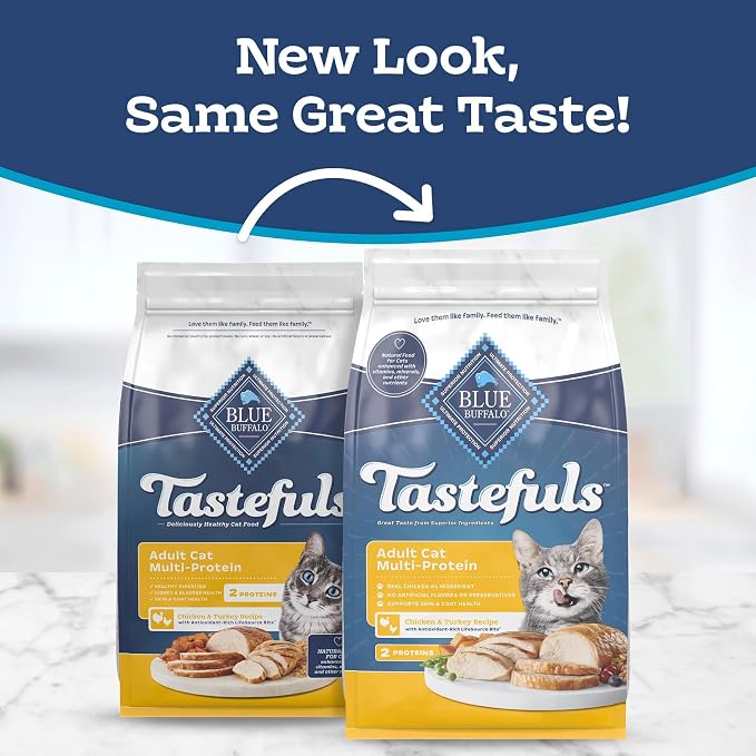 Blue Buffalo Tastefuls Chicken & Turkey Multi-Protein Dry Cat Food, 15 lb | Two Premium Proteins, Finest Natural Ingredients