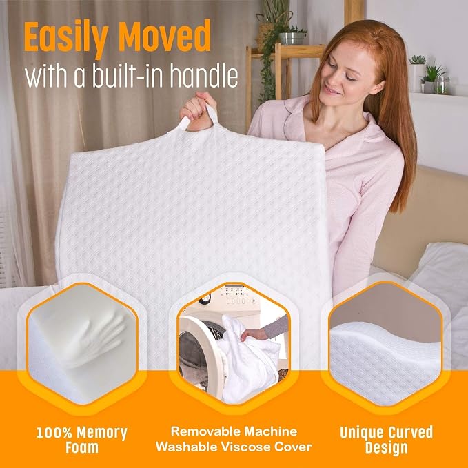 Aeris Wedge Pillow for Sleeping, Acid Reflux, and Snoring - FSA Eligible - Memory Foam Bed Wedge, 19-Degree Incline - Post-Surgery Recovery, Reading, Leg Elevation - Machine-Washable Cover