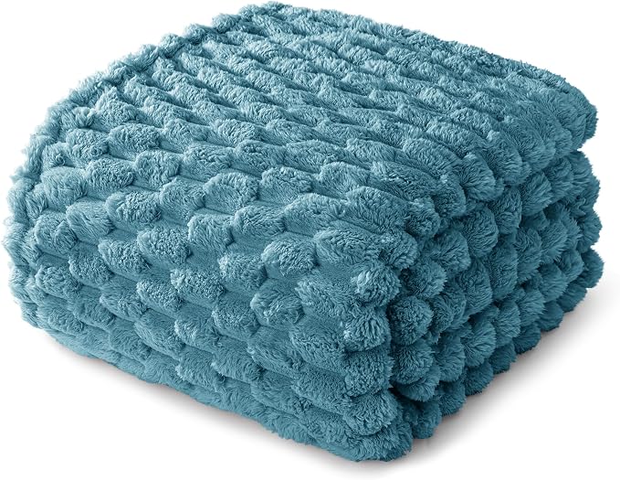 Whale Flotilla Soft Fleece King Size Bed Blanket 3D Jacquard, Slate Blue | Lightweight Breathable Coverlet Bedspread for All Seasons, Super Cozy Plush Fluffy Fuzzy Decorative Blanket for Bed, 90"x104"
