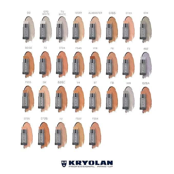 Kryolan TV Paint Stick - TV Matte White Makeup Stick - Foundation Makeup - Makeup for TV, Theater, Stage, Acting, Face and Body, Full Coverage Cream Concealer Stick Foundation - Made in USA (25 g)