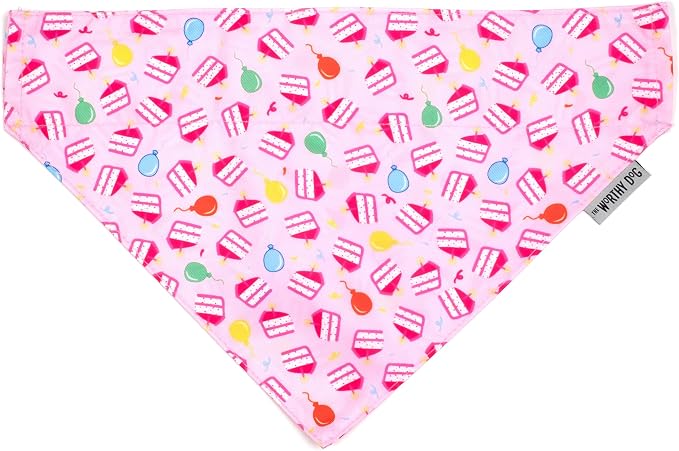 THE WORTHY DOG Slide-On Printed Bandana for Dogs & Cats, Birthday Girl