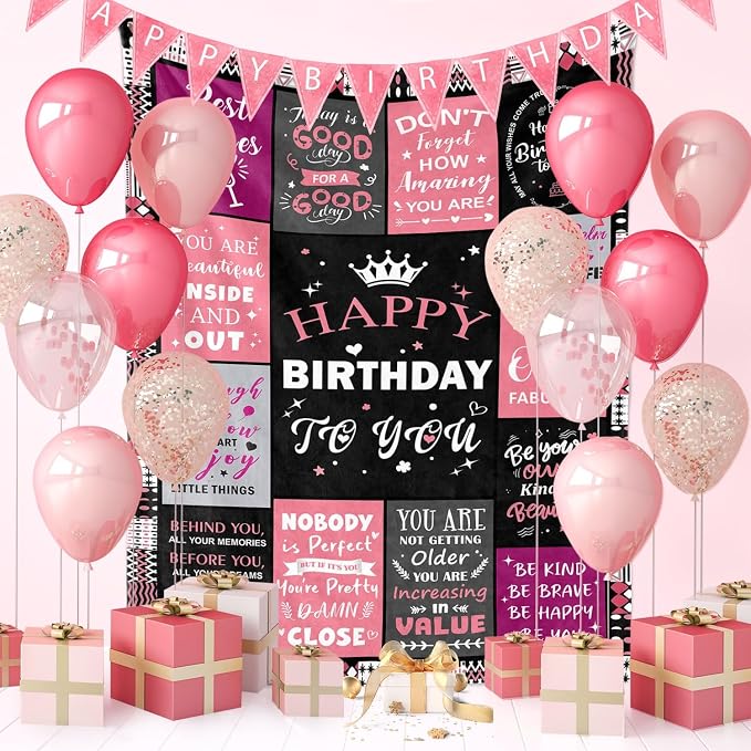 Birthday Gifts for Women, Happy Birthday Blanket for Women 50" x 60" | Birthday Decorations for Women, Gift for Women Birthday Unique, Happy Birthday Gift for Her, Mom, Wife, Daughter, Sister