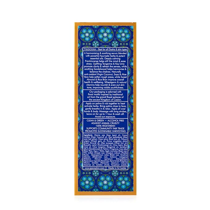 Spa Ceylon De-Stress Calming Body Massage Serum – Natural Ayurveda Body Oil with Frankincense, Sandalwood, Tangerine & Kaffir Lime – Heat-Activated Massage & Leave-On Body Serum – 100ml