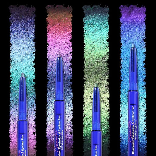 UCANBE 4PCS Chameleon Eyeshadow & Eyeliner Gel Pencil Set - Multichrome Shifting Colors Metallic Glitter Eye Makeup,Waterproof Long-Lasting Smudge-Proof Multi-Dimensional Color