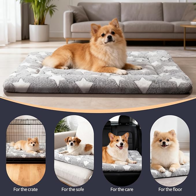 Dog Bed Mat – Soft & Comfortable Dog Kennel Pad for Crate – Durable Crate Bed & Mat for Dogs & Cats – Ideal for Crate, Kennel, and Home Use (Pack of 2)