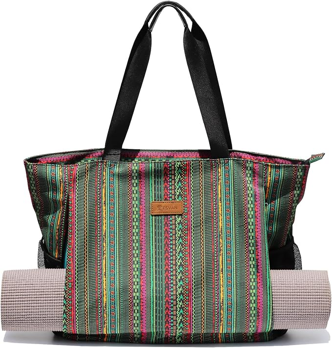 ESVAN Yoga Mat Bag Yoga Tote Carrier Shoulder Bag Carryall Tote for Office,Yoga,Pilates,Travel,Beach and Gym