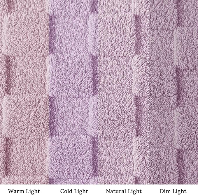 Exclusivo Mezcla 3D Checkered Fleece Throw Blanket for Couch, Light Purple | Super Soft and Cozy Fluffy Throw, Lightweight and Breathable, Cute Fuzzy Blanket for Sofa, Home Decor, All Season, 50"x60"