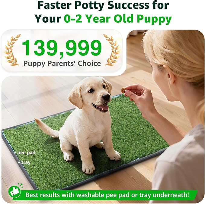 Replacement Artificial Grass Pee Pads for Dogs Potty Training to Pee & Poop | Faster Drainage, Washable, Easy to Clean & Dry Fake Grass for Puppy Pets, Protect Floor Furnitures of Apartment Balcony Patio