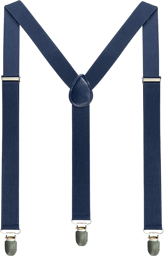 JEMYGINS Solid Color Mens Suspender with 3 Strong Clips Adjustable Braces