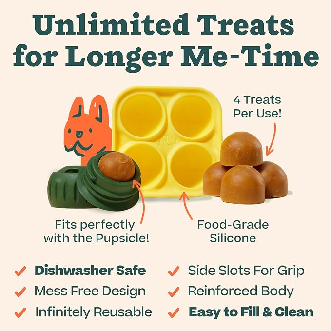WOOF Pupsicle Dog Treat Toy with Silicone Treat Tray for Dogs 75 lbs & Up