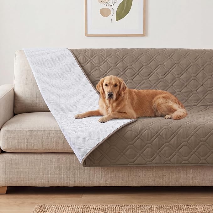 PrinceDeco Dog Bed Cover Blanket 52x82,Waterproof Pet Blanket Sofa Covers Washable Furniture Protector for Sofa, Sectional, Bed, Crate, Car & RV, Tear-Resistant Anti-Slip Backing,Taupe