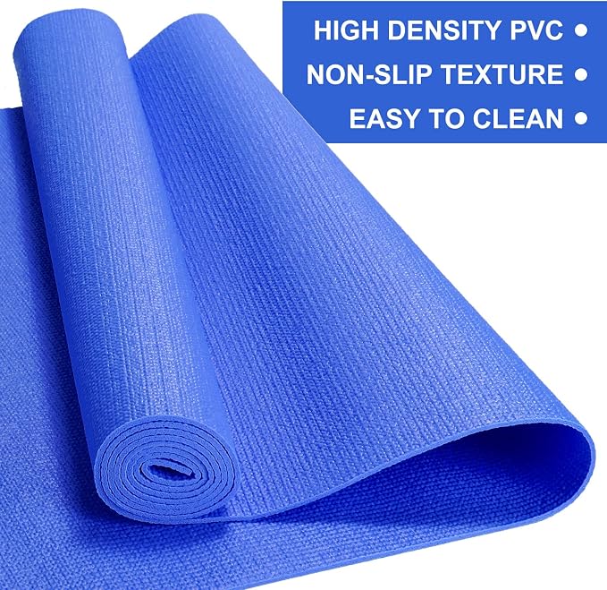 3 mm Thin Yoga Mats Bulk, Lightweight PVC Exercise Mats Non Slip Workout Fitness Pads for Yoga Pilates Stretching Classes Gym Home Studio, Easy to Clean