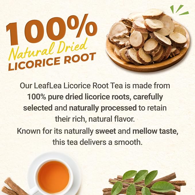 LeafLea Licorice Root Tea Bags, Caffeine-Free Liquorice Tea, 80 Count | Naturally Sweet Black Licorice Spice, 100% Pure Single Ingredient, Sugar-Free, Foil-Wrapped Freshness